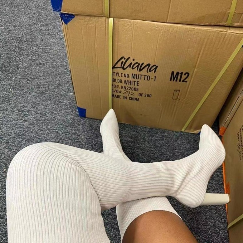 Women'S Fashion Socks - أحذية نسائية أنيقة فوق الركبة، بوت