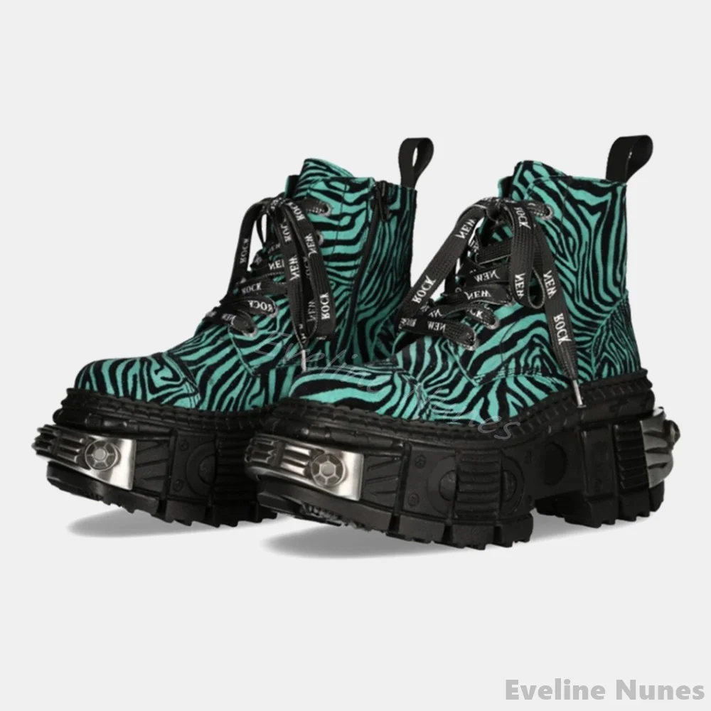 Women'S Fashion Leather Boots - الرجعية التباين اللون ليوبارد طباعة فاسق