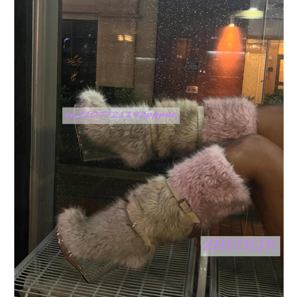 الشتاء التدرج فروي شفافة إسفين - مراجعة Women'S Fashion Leather Boots وسعره