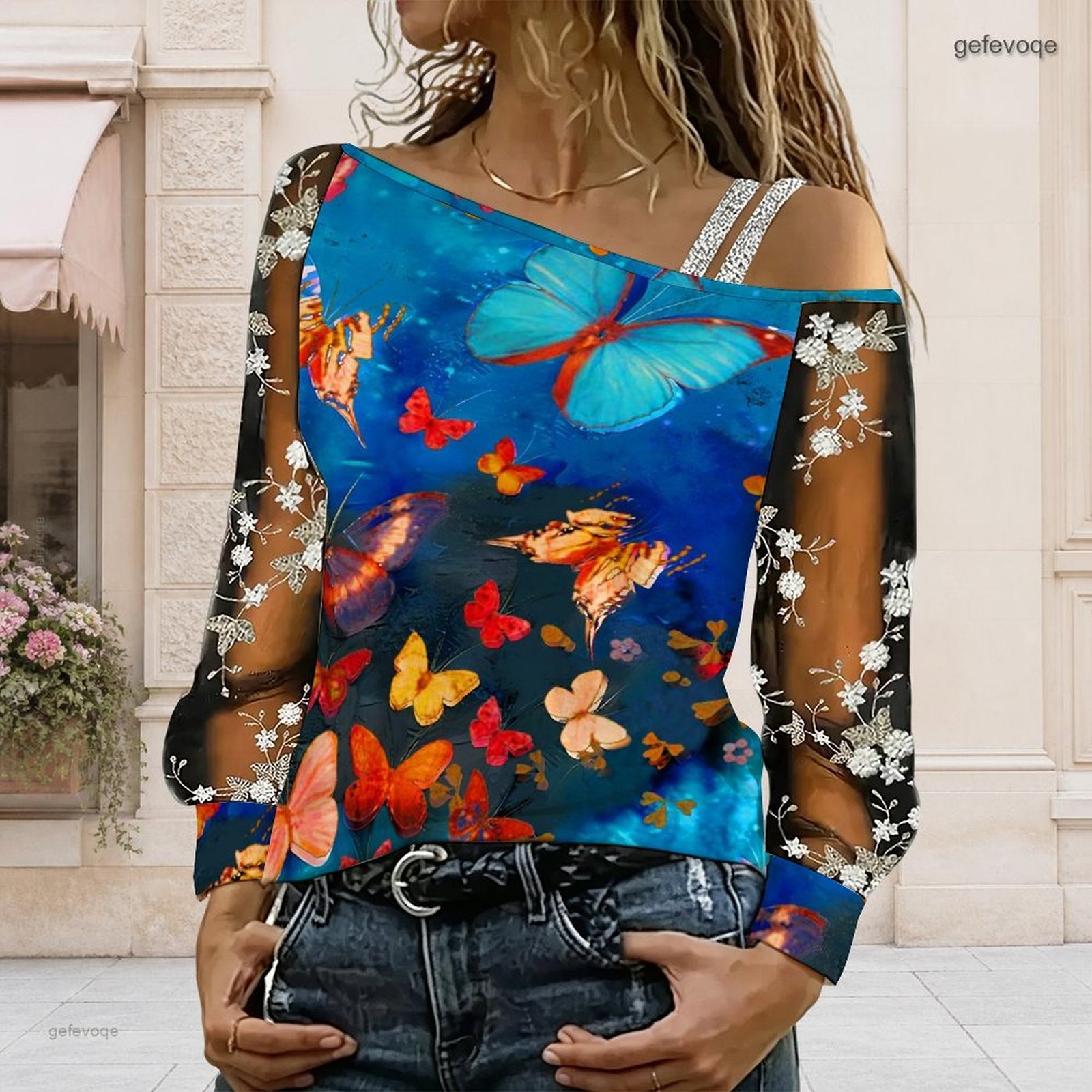 بلوزة نسائية مكشوفة الكتفين، ت - مراجعة Asymmetric Top Women وسعره