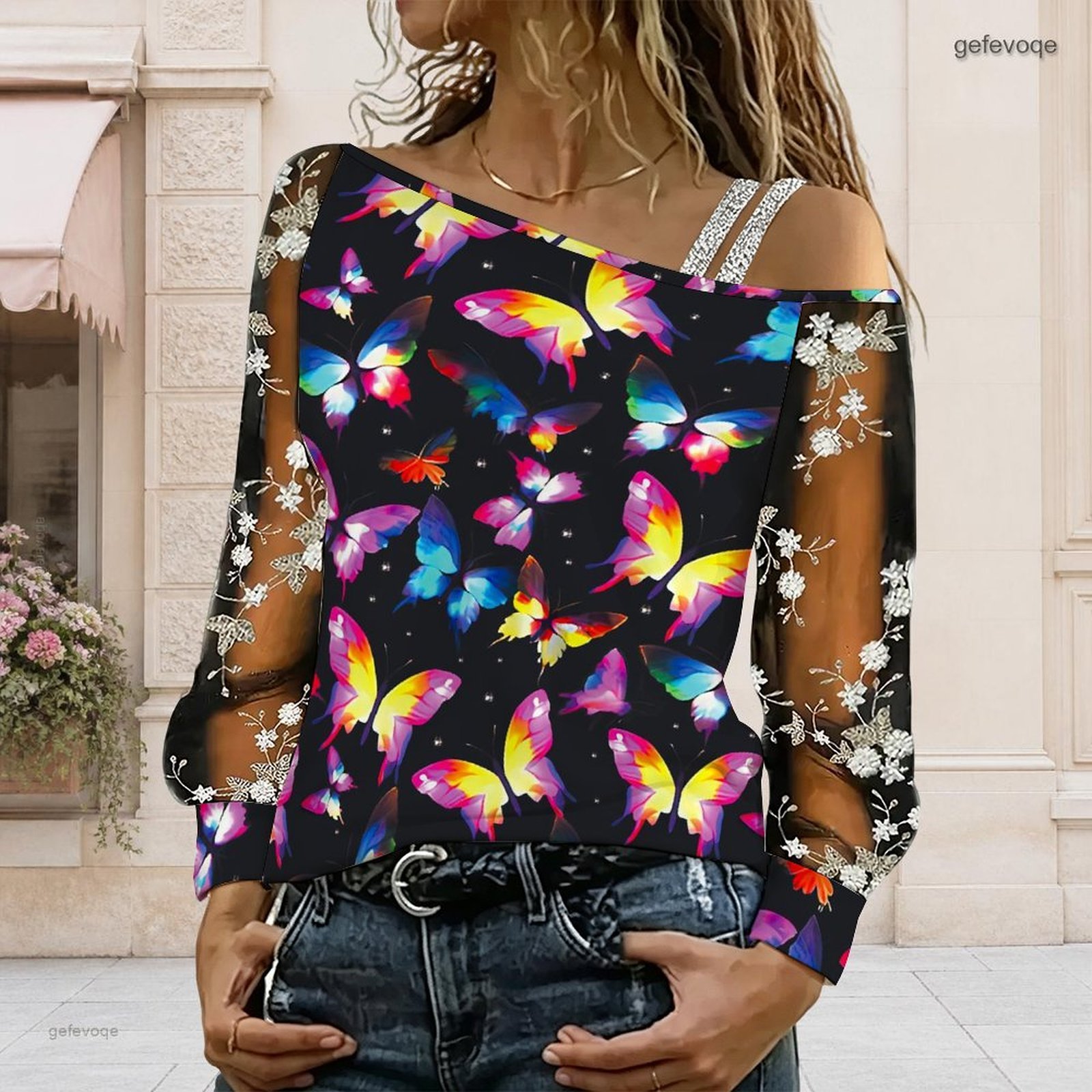 بلوزة نسائية مكشوفة الكتفين، ت - مراجعة Asymmetric Top Women وسعره
