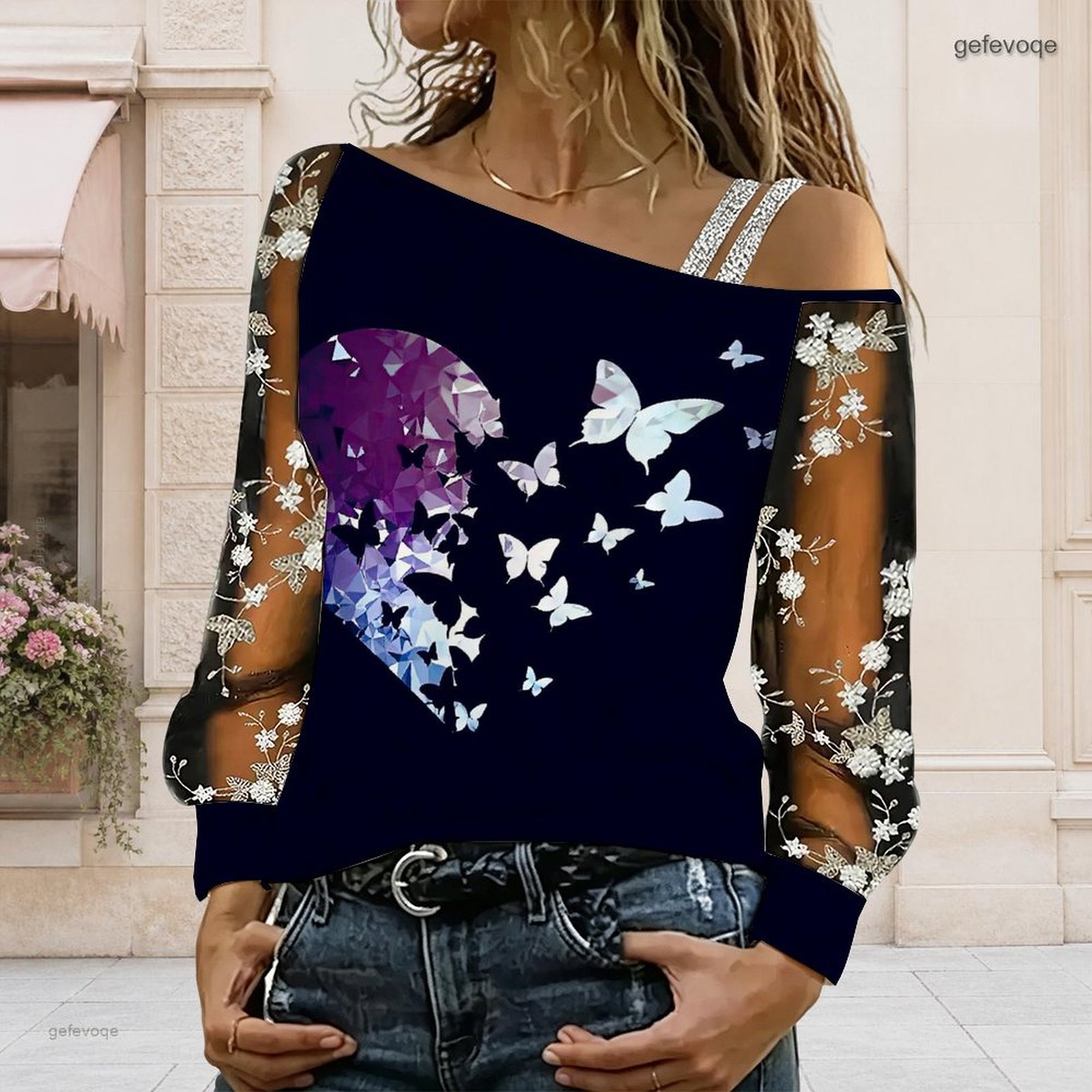 بلوزة نسائية مكشوفة الكتفين، ت - مراجعة Asymmetric Top Women وسعره