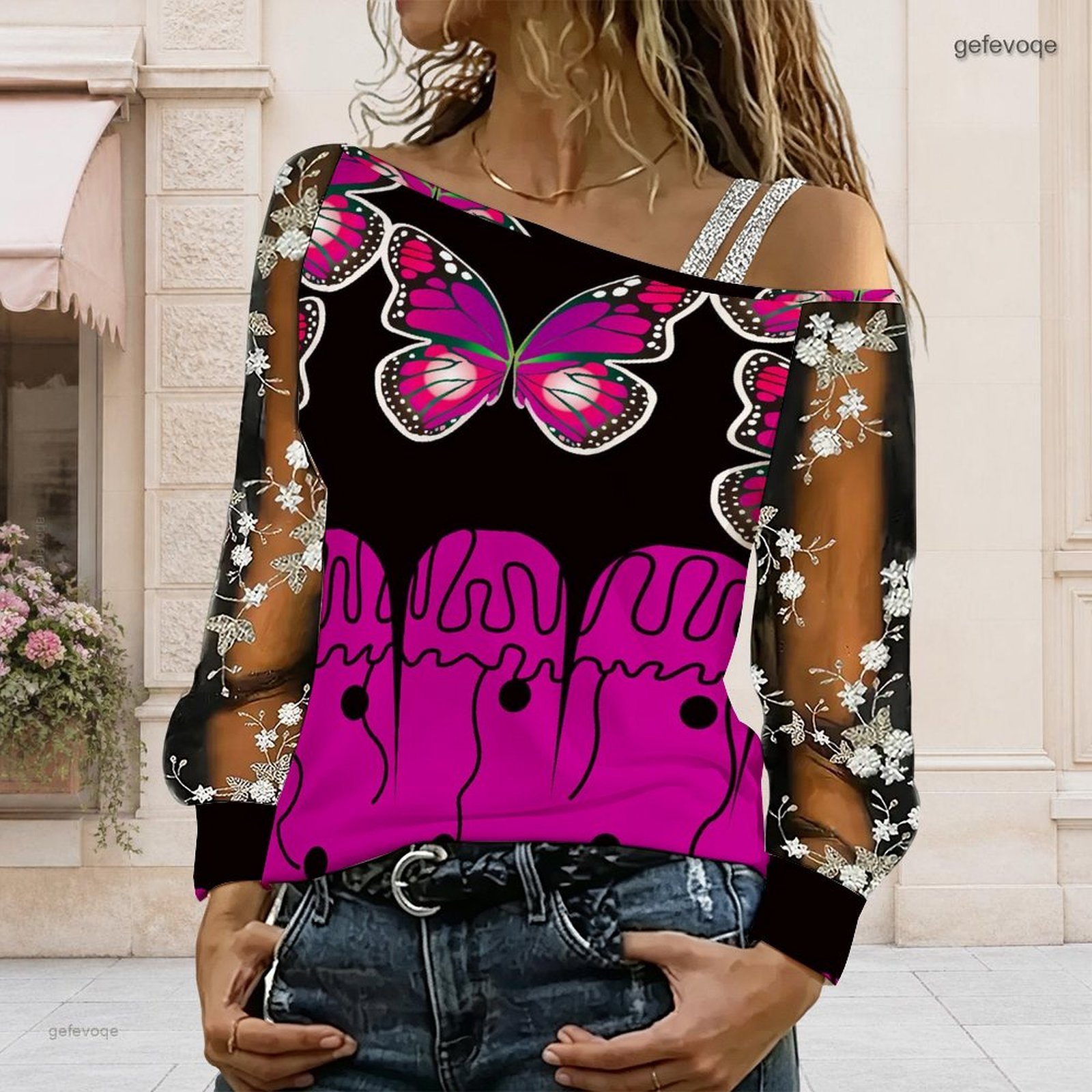 بلوزة نسائية مكشوفة الكتفين، ت - مراجعة Asymmetric Top Women وسعره