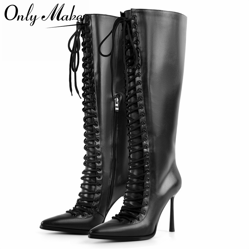 Onlymaker أشار تو الدانتيل يصل - مراجعة Women'S Fashion Leather Boots وسعره