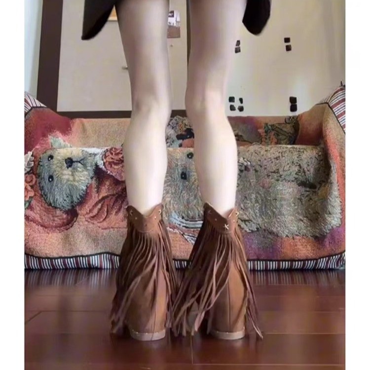 صنادل نسائية صيفية ذات شراشيب  - مراجعة Women'S Fashion Leather Boots وسعره