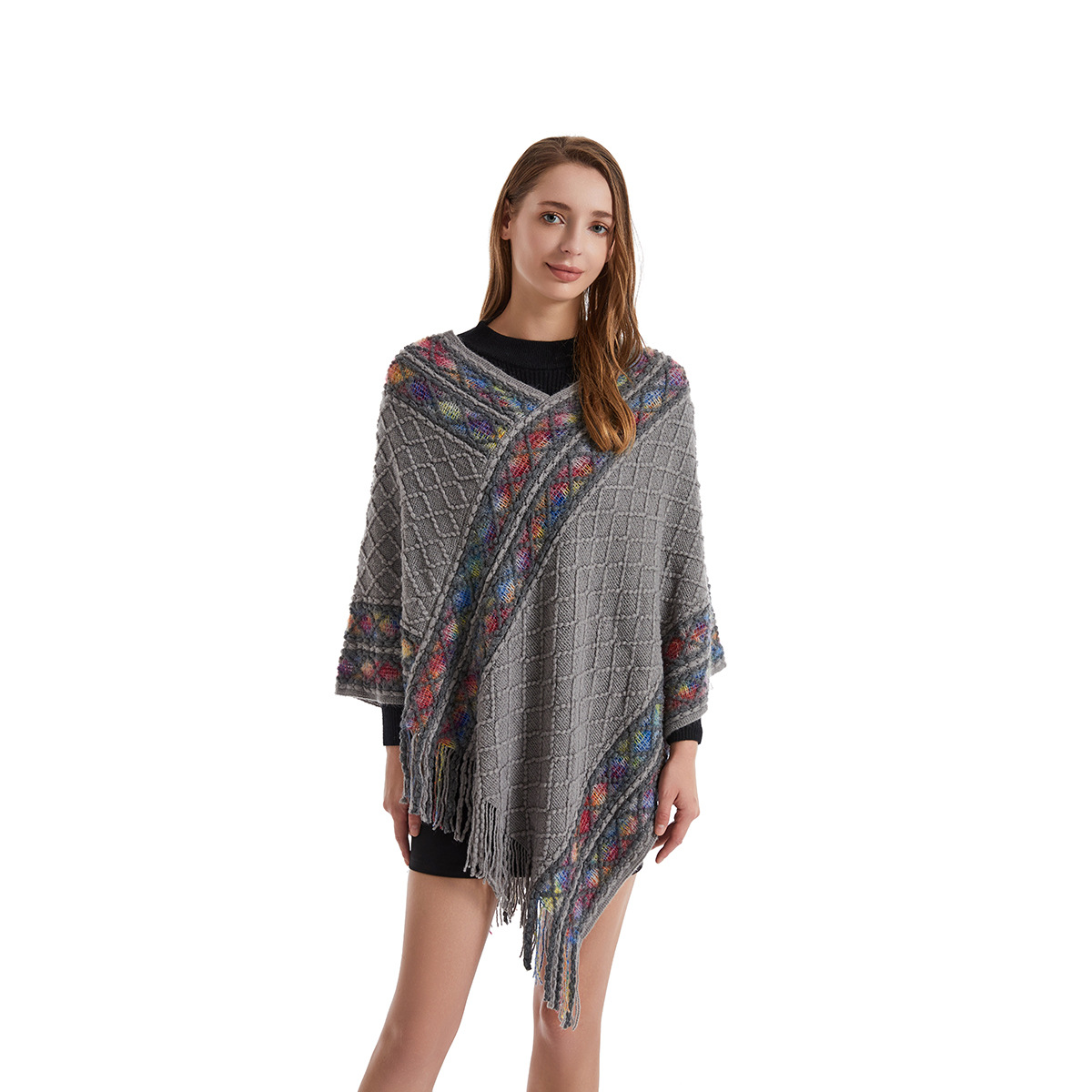 المرأة ربيع الخريف المعطف فريد - مراجعة Women'S Fashion Poncho وسعره