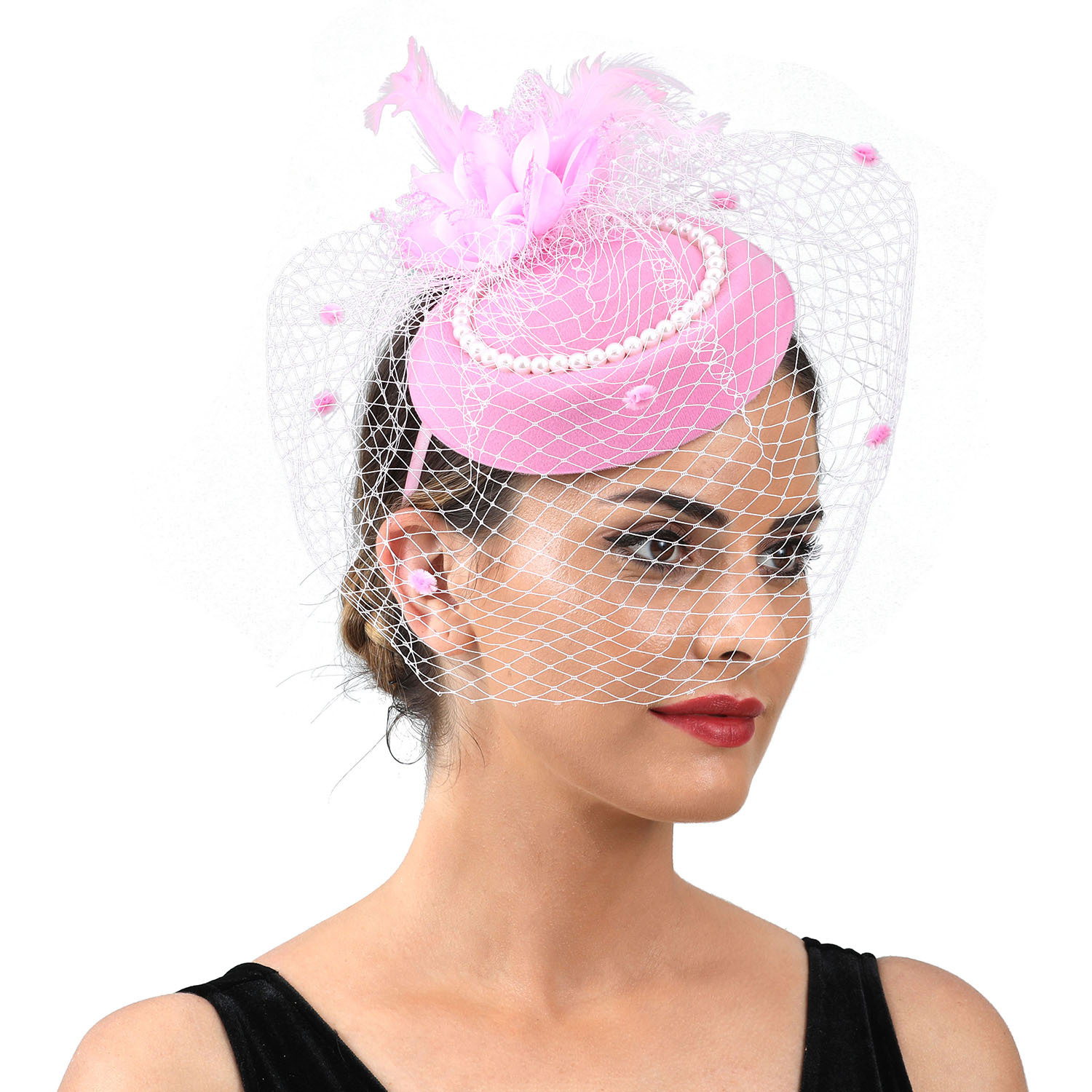 قبعة نسائية من الريش مع حجاب،  - مراجعة Women'S Fashion Kentucky Derby وسعره